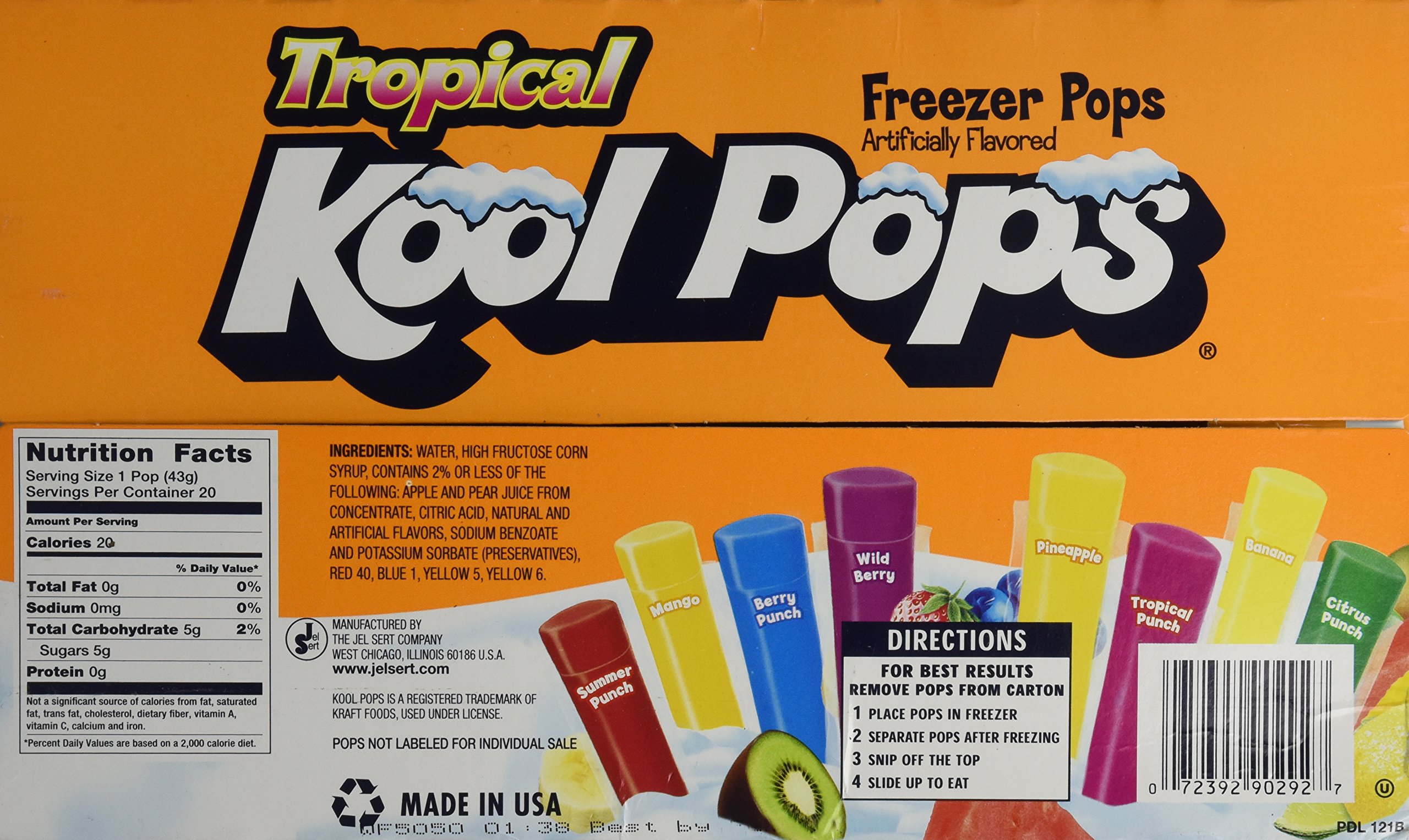 Amazon.com: Kool Pops Tropical Freezer Pops 20 Pops - Pack of 2
